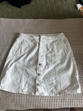 a new day White Button-Front A-Line Denim Skirt